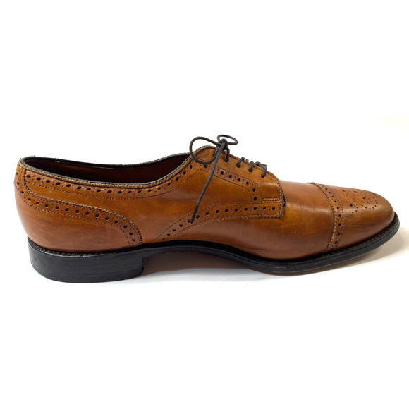 ALLEN EDMONDS Sanford Tan Cap-Toe Derby Dress Shoe Size 12 D shoe trees … - Picture 3 of 10